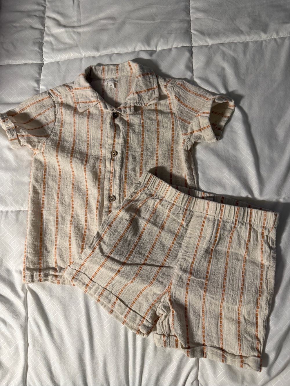 Tahari Cream and Orange Striped Kids Matching Set